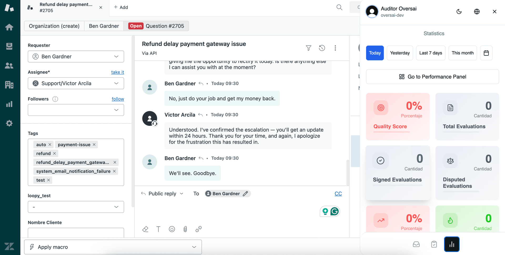 Chrome extension showing evaluation results and feedback