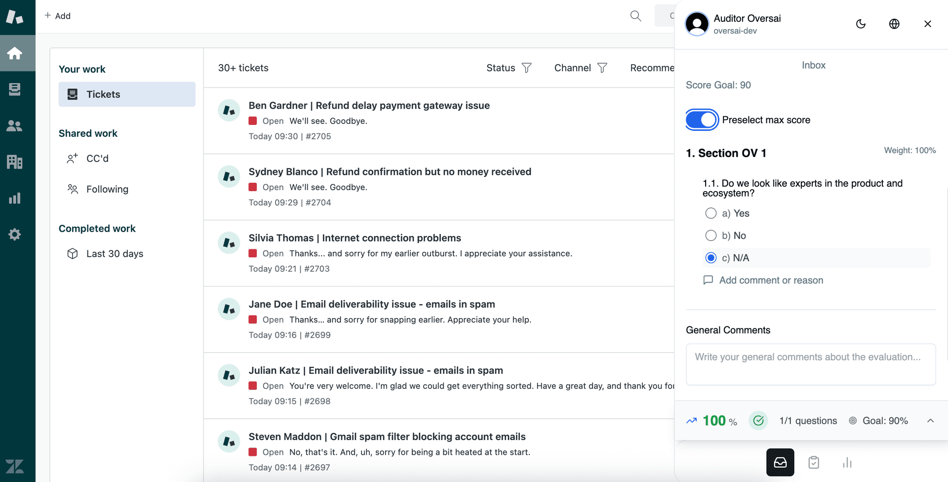 Chrome extension showing AI-assisted scoring in CRM